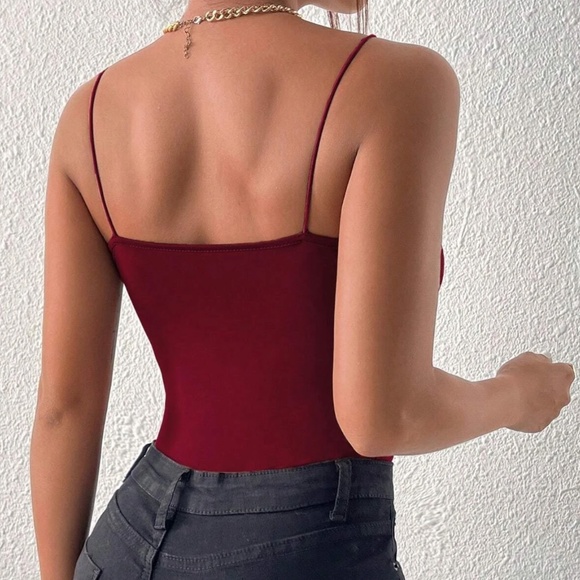 Plunging Neck Fitted Bodycon Cami Bodysuit - Picture 3 of 7